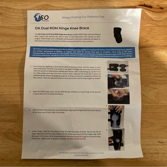 Knee Brace Iso Preferred OA Dual ROM Hinge Universal Size for Either Knee KN-209 - Picture 14 of 15